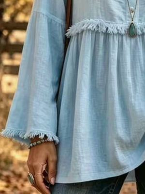blouse in Burgundy with buttoned and tunic-length