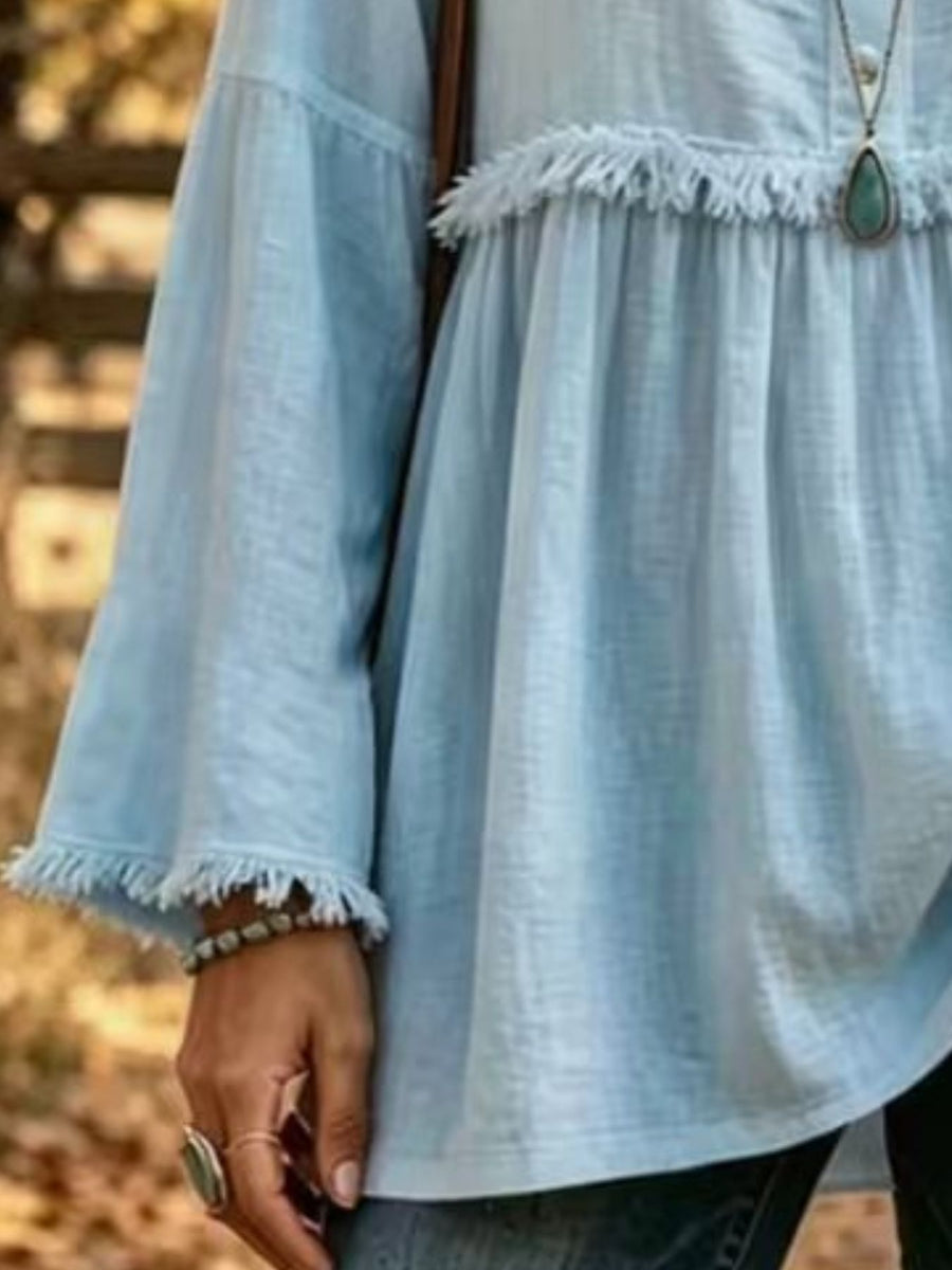 blouse in Burgundy with buttoned and tunic-length