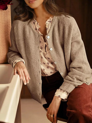 65% polyester, 30% viscose, 5% elastane Care instructions: Machine wash cold cardigan in Khaki with relaxed silhouette