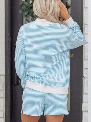 white lounge set with drop shoulder and long sleeve