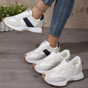 Beige Round Toe Flats Sneakers