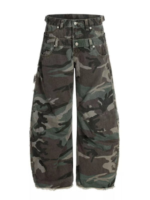 Green Camouflage Men's Camouflage Wide-leg Sweatpants
