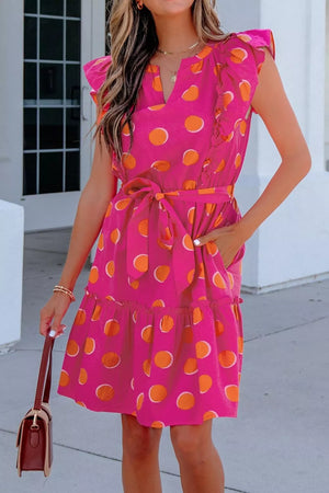 Ruffle Sleeve Polka Dot Mini Dress option 6