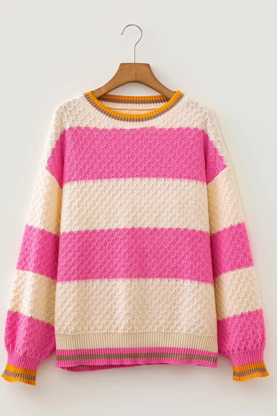 Striped Colorblock Drop Shoulder Sweater option 5