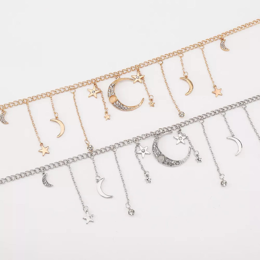 clear necklace with star charms and sleeveless