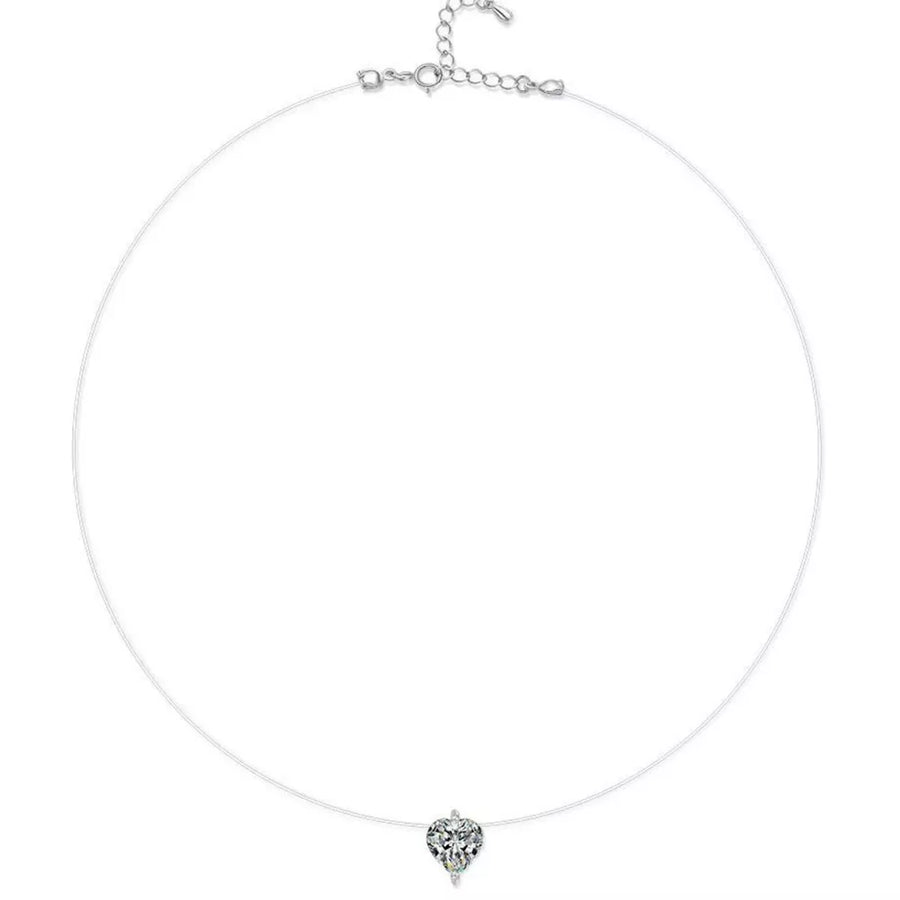 1 Carat Heart-shaped Moissanite Pendant 925 Sterling Silver in silver with heart-shaped pendant