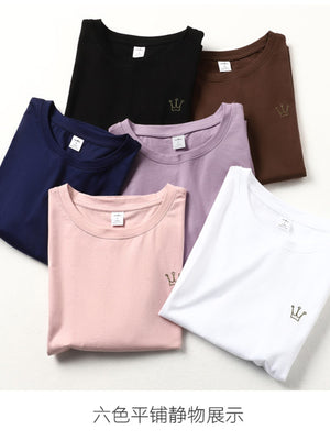 Cotton and spandex blend containing at least 90% but less than 95% cotton t-shirt in Black with regular silhouette