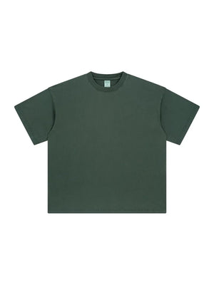 Oversized washed cotton tee in Moss, featuring a relaxed fit and crew neckline.