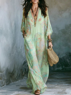 maxi dress in Fuchsia Pink with pocketed and maxi