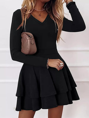 black mini dress with mini and pullover