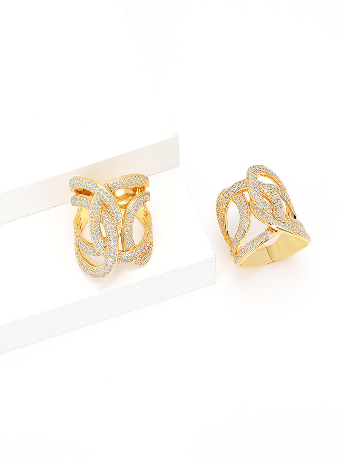 ring featuring geometric in Gold with 18K Gold-Plated, Copper, Zircon Care instructions: Avoid wearing during exercise