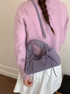Pink Purple straight crossbody bag with not applicable