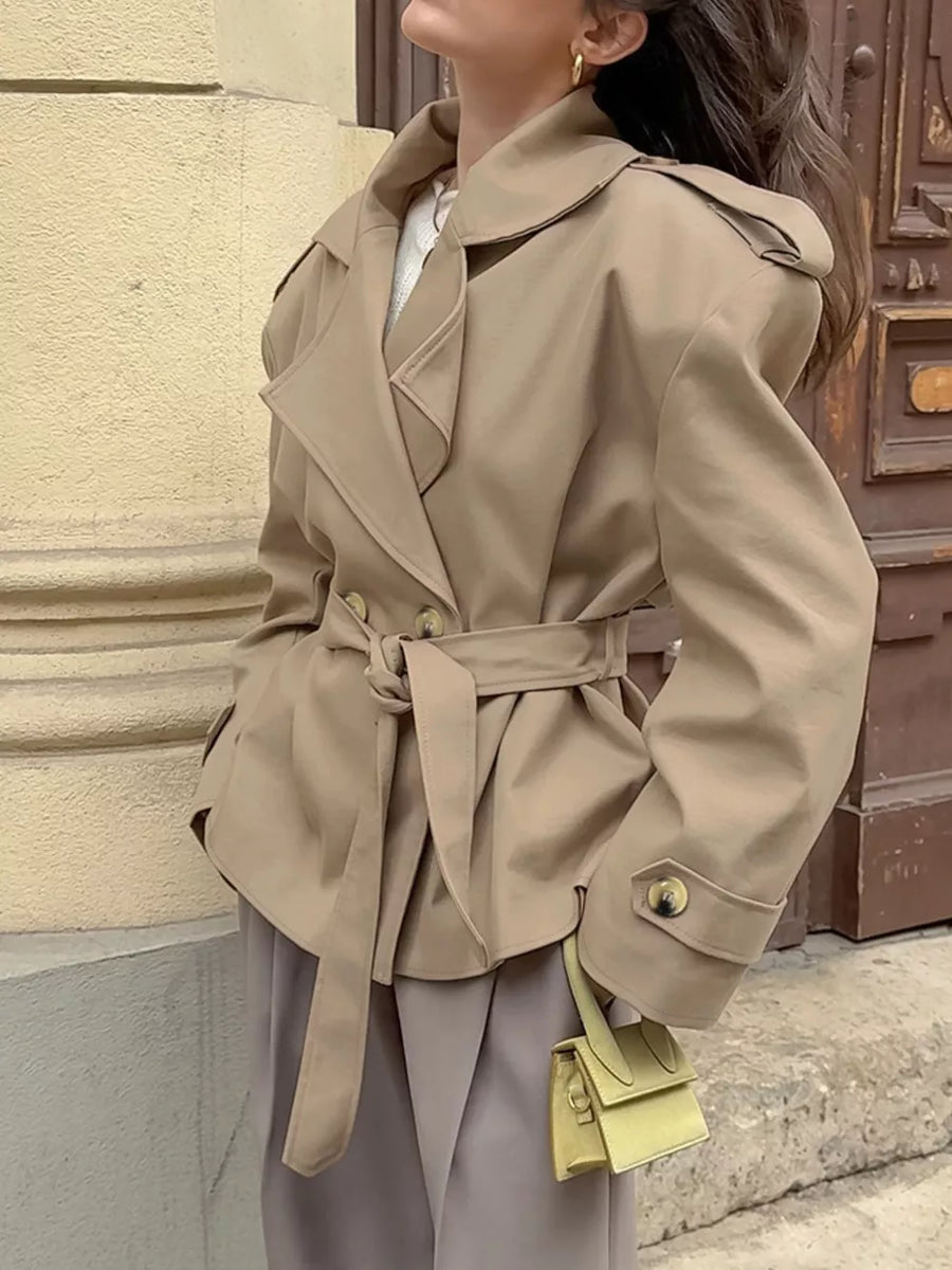 Chic Double-breasted Belted Trench Coat option 6