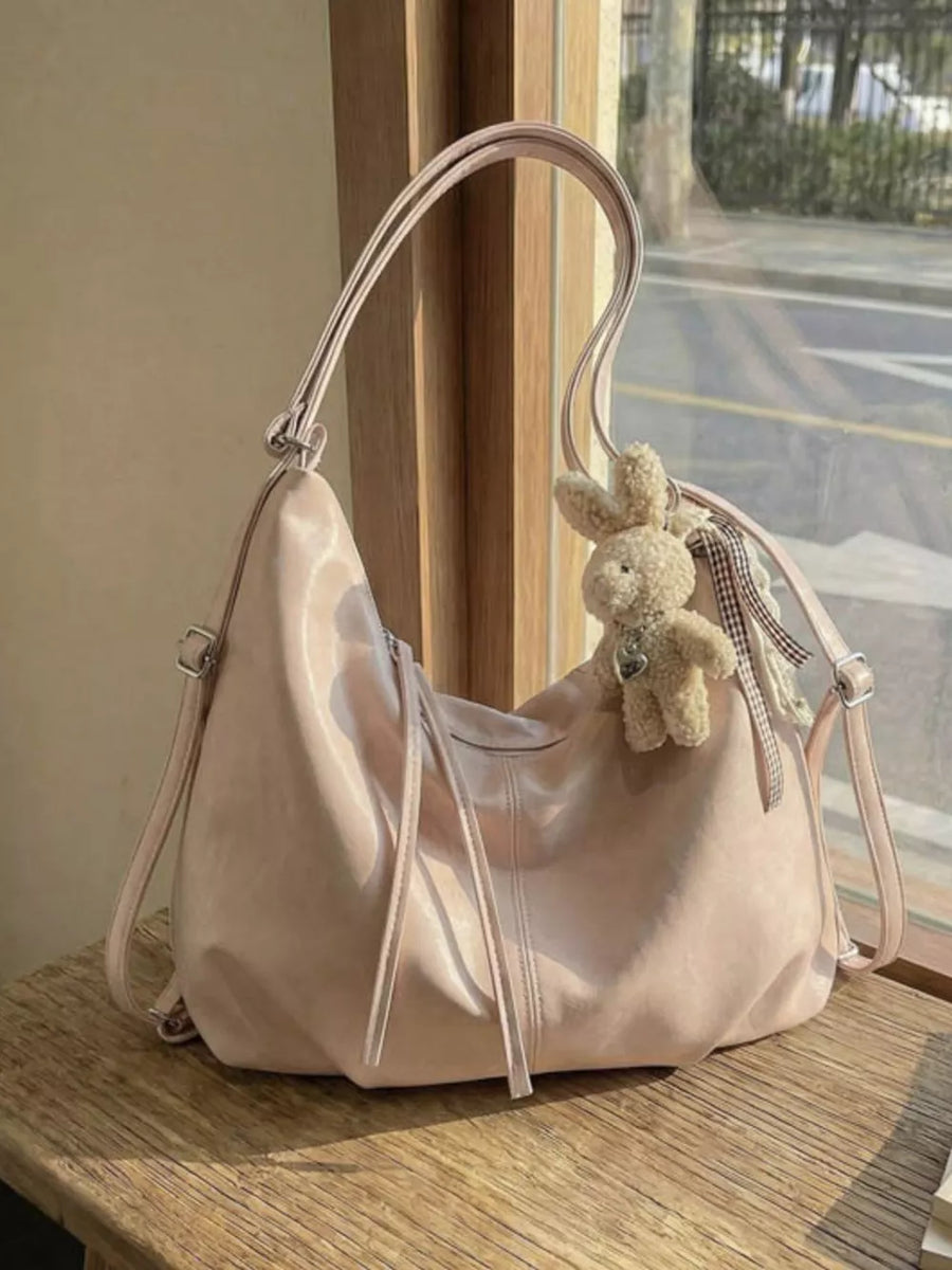 Pink with Adjustable Strap Shoulder Bag in Pink