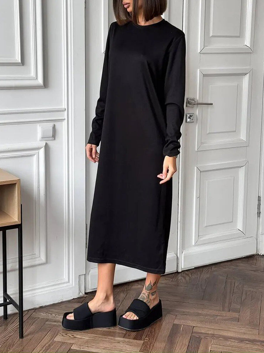 Beige midi dress with midi and pullover