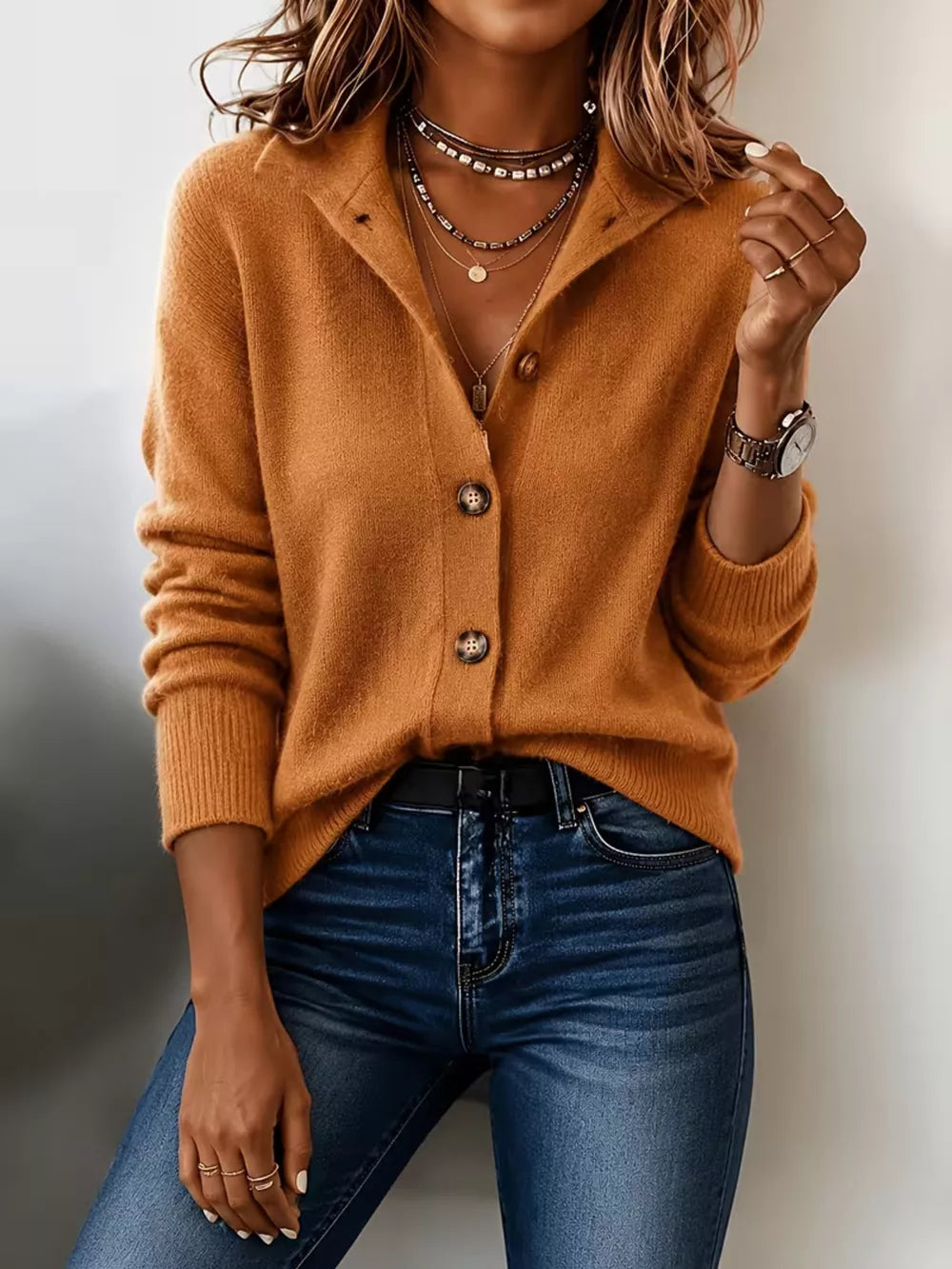 100% polyester Care instructions: Machine wash cold cardigan in Khaki with regular silhouette