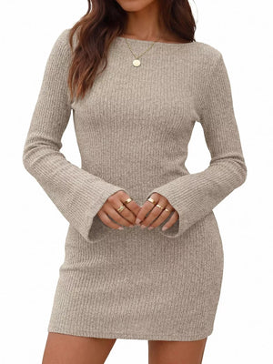 black sweater dress with pullover and ribbed