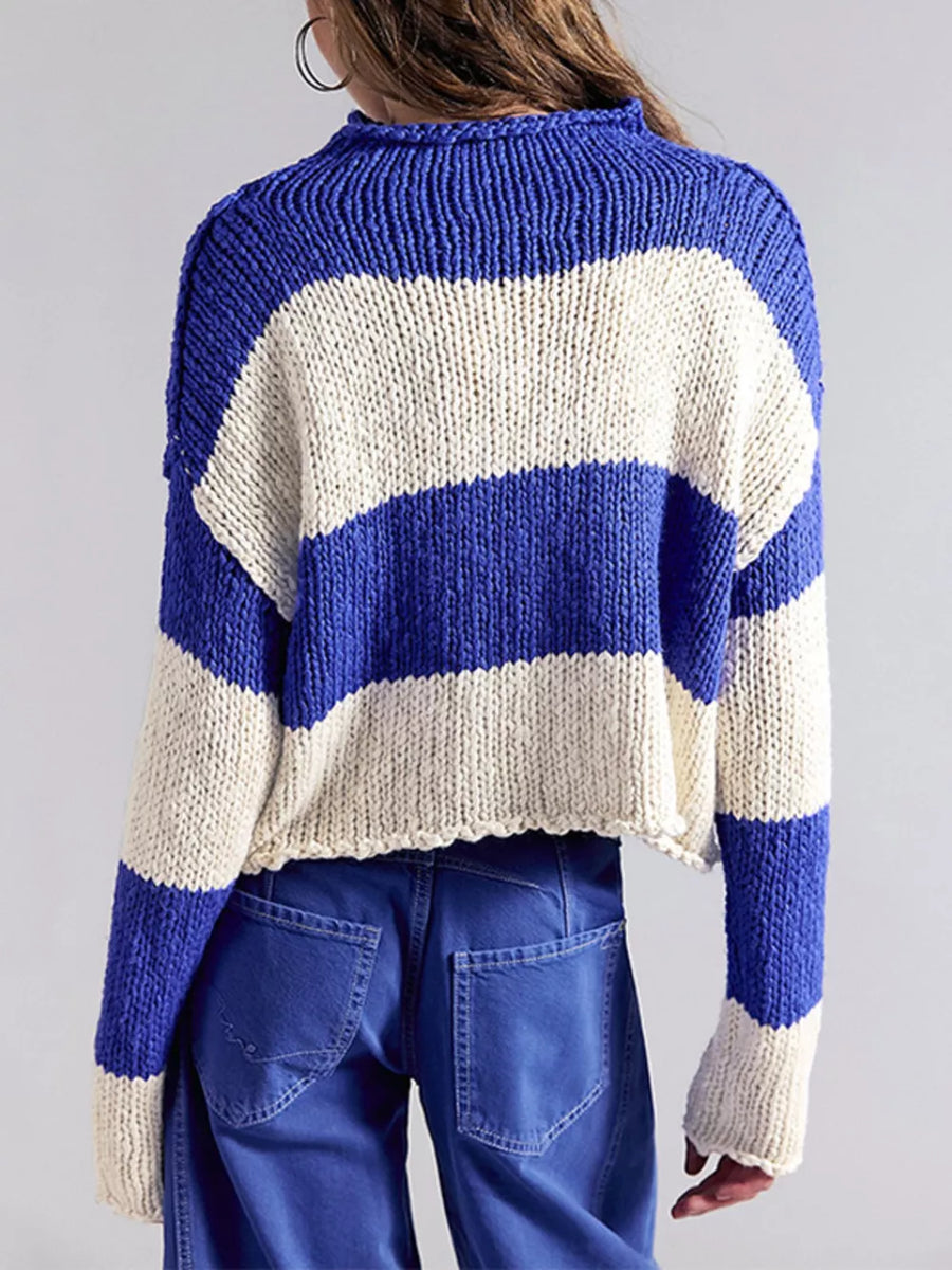 100% Acrylic Care instructions: Machine wash cold pullover sweater in Brown with boxy silhouette