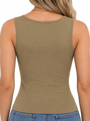 Square Neck Slim-Fit Tank in Burgundy