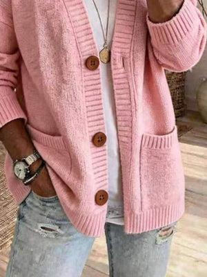 cardigan in Black with buttoned and hip-length