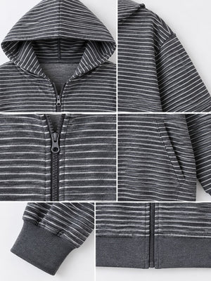 zip hoodie in Dark Gray with hooded and long sleeve