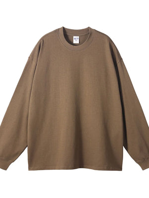 Oversized crewneck pullover sweatshirt in brown 100% cotton with drop shoulders.