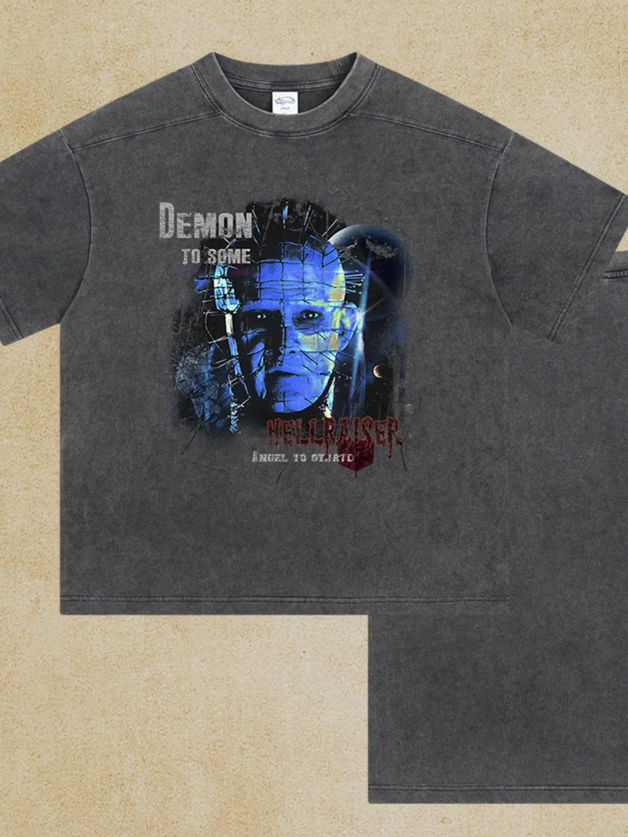 Dark Gray relaxed fit tee with Hellraiser graphic print