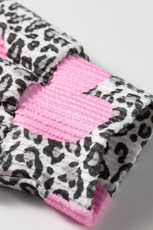 Leopard Heart Print Colorblock Pullover Blouse option 6