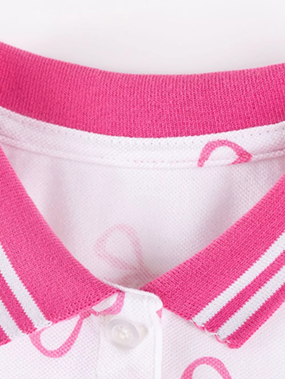 hot pink polo dress featuring collared and cherry print