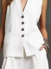 95%polyester, 5%spandex Care instructions: Machine wash cold two-piece set in White with relaxed silhouette