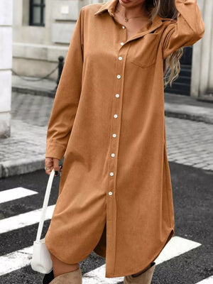 100% polyester Care instructions: Machine wash cold shirt dress in Dusty Pink with straight silhouette