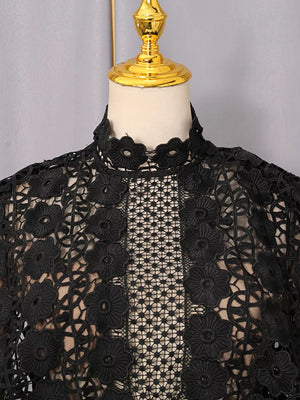 Lace Sheer Sleeve Mini Dress option 10