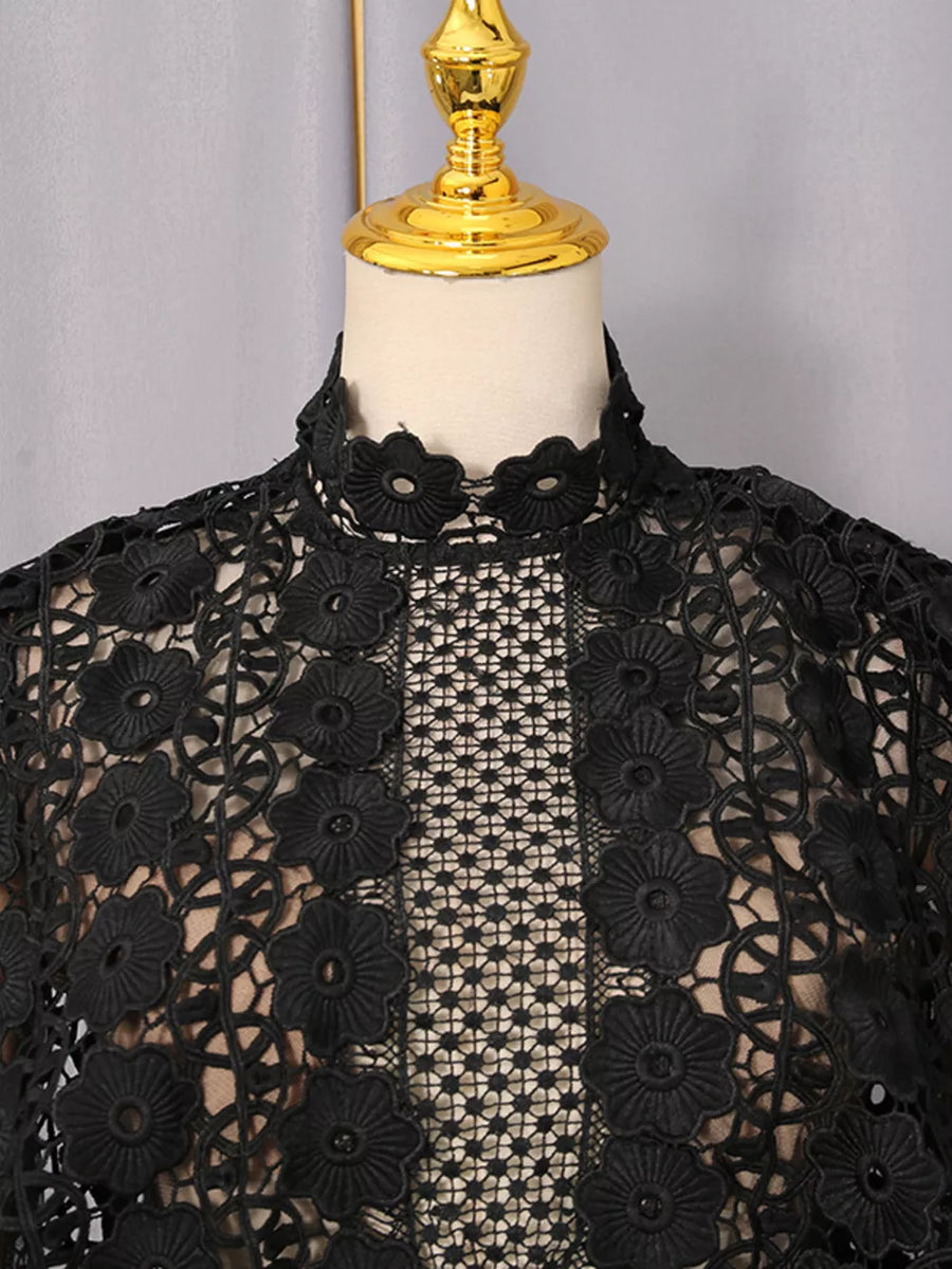 Lace Sheer Sleeve Mini Dress option 10
