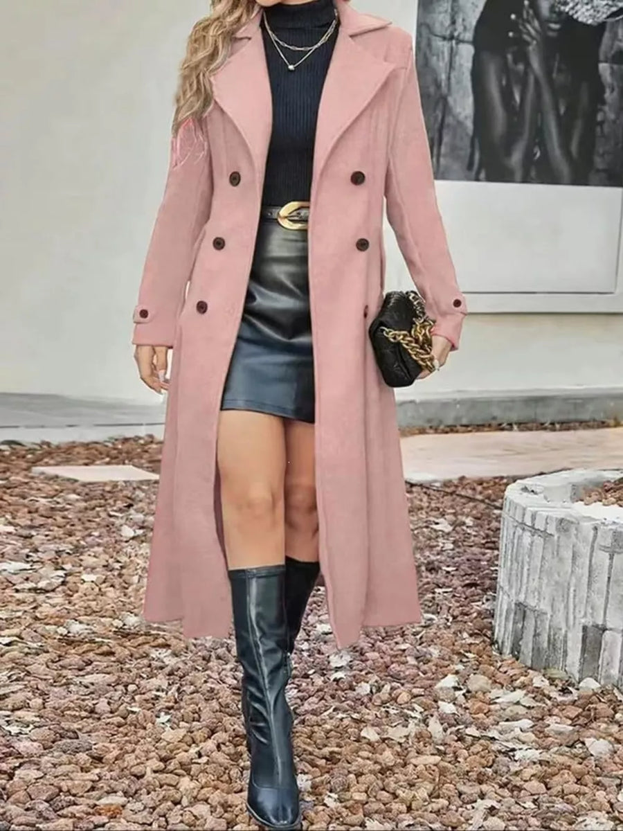 classic trench coat in Khaki with notch lapel