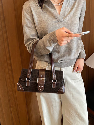 shoulder bag featuring leopard in Brown with PU Leather Imported Size &amp texture