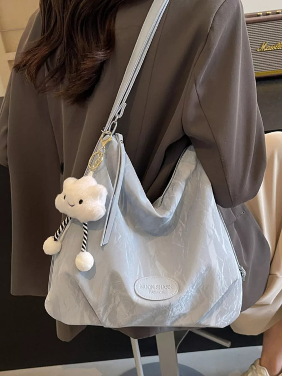 Blue with Pu Leather Shoulder Bag Medium