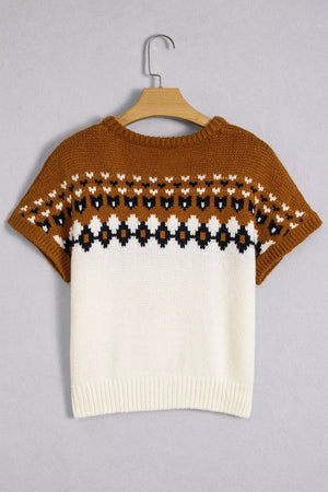 v-neck sweater featuring geometric in Brown with 65% acrylic, 35% polyamide Care instructions: Machine wash cold texture