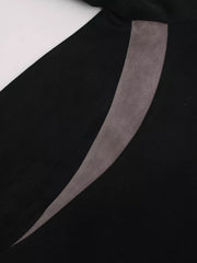 Black athletic t-shirt with a grey suede stripe detail.