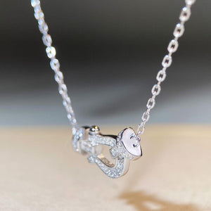 925 Sterling Silver Zircon Horseshoe Necklace in clear with zircon embellishment
