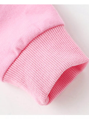 Pink crew neck sweatshirt with ribbed cuffs and hem