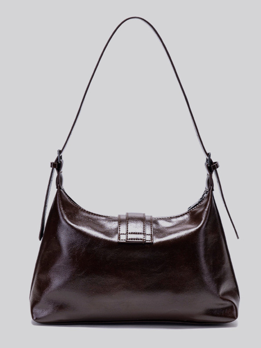 dark brown with shoulder bag with buckle detail