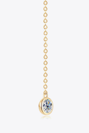 Gold chain drop earrings with a single bezel-set crystal accent.