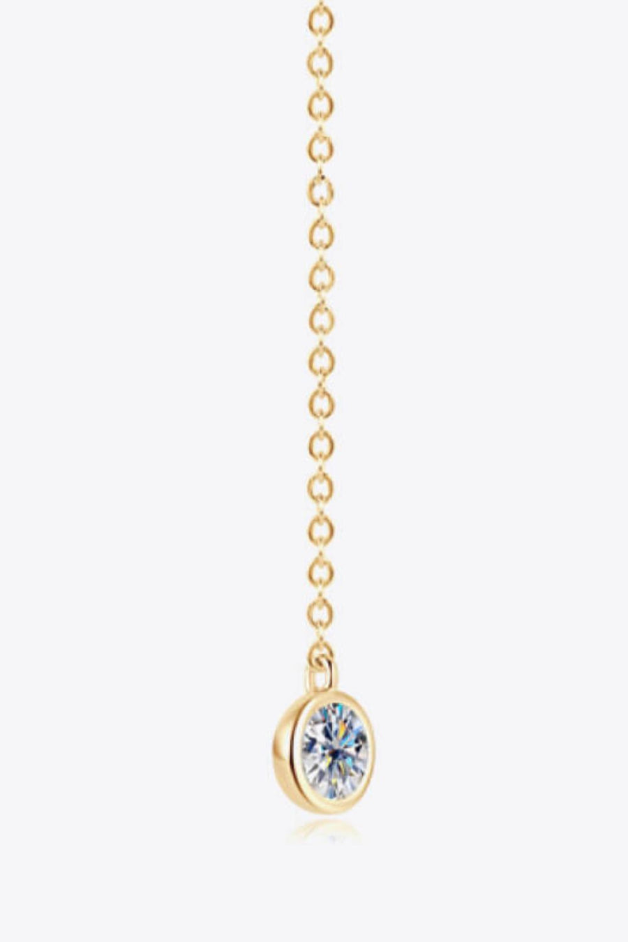 Gold chain drop earrings with a single bezel-set crystal accent.