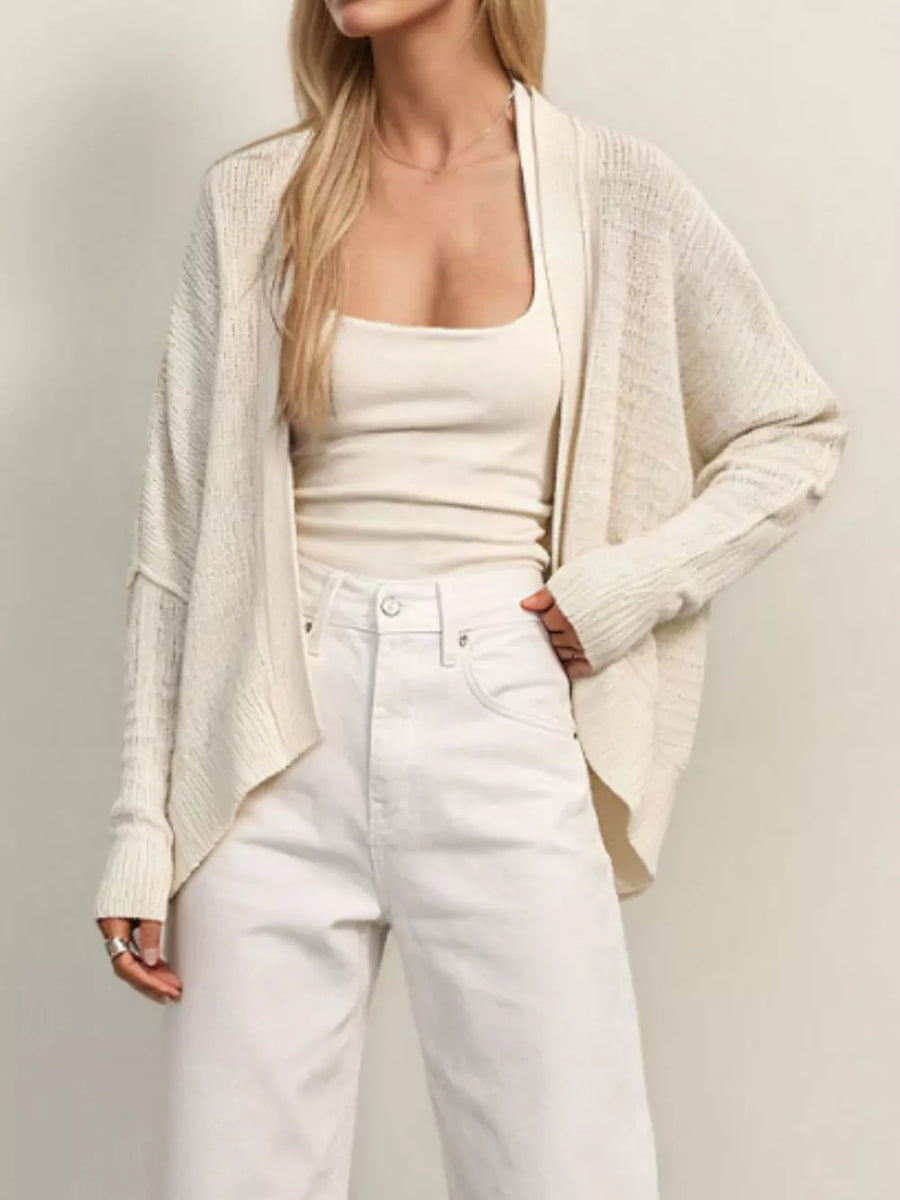 cardigan in Yellow with waffle-knit and hip-length