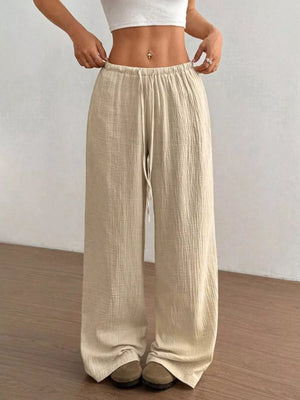Wide-leg Drawstring Cotton Pants, view 26
