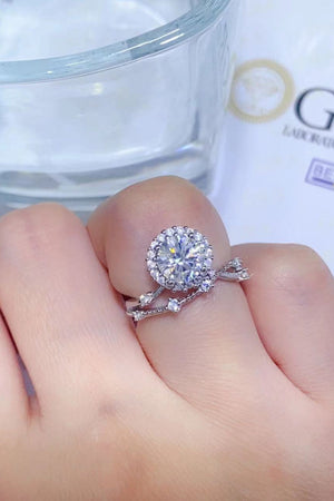 Celestial Halo Diamond Duo Ring in white with halo and accent stones.
