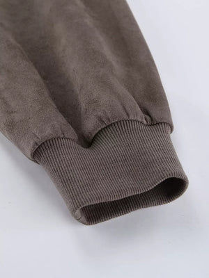 Oversized Zip-up Jacket in charcoal brown with zipper