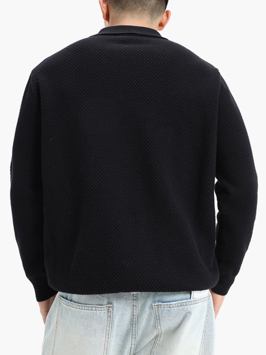 classic pullover sweater in dark brown with collared