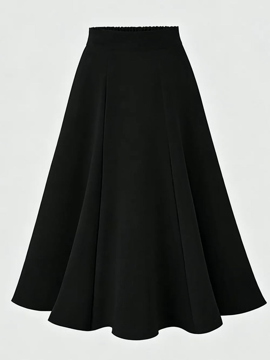 A-line Midi Skirt With Elastic Waistband, view 13