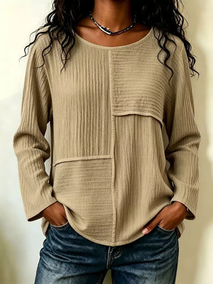 Sky Blue blouse with textured and long sleeve